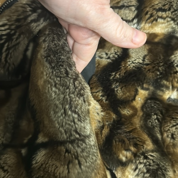 Sean John vest Y2K Faux Fur Reversible full front zip black brown tan Medium - Picture 9 of 16